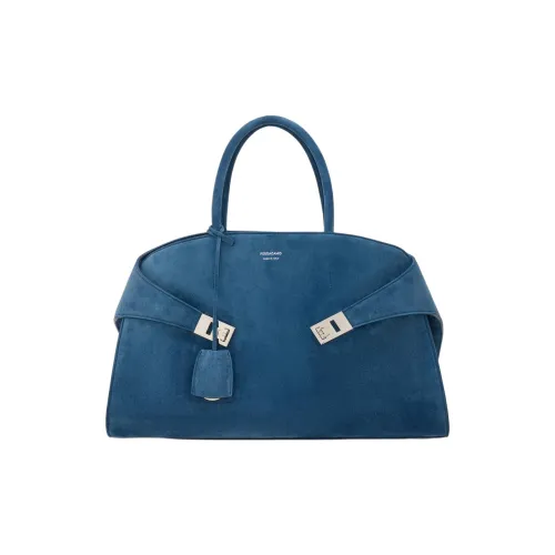 Ferragamo Замша Сумка через плечо Сумка среднего размера Женская Бирюзовый Синий