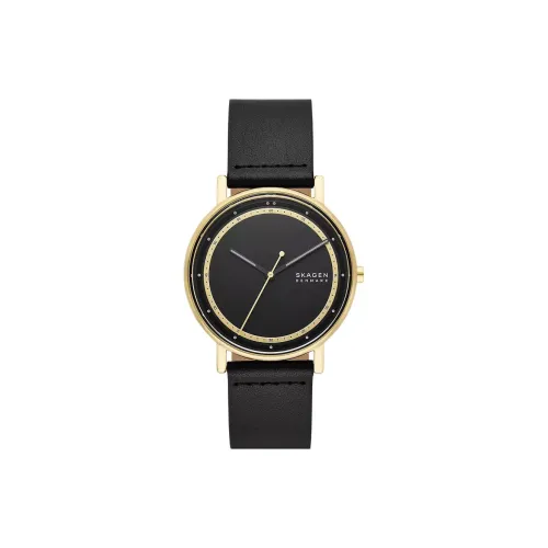 SKAGEN Signatur Collection Мужские часы Кварцевый механизм Кожаный ремешок 40 мм Черный циферблат