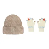 Коричневая кепка + бежевые перчатки