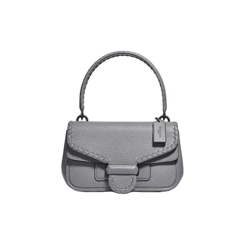 COACH Кожа Сумка с клапаном Сумка через плечо Сумка среднего размера Женская Туманный серый