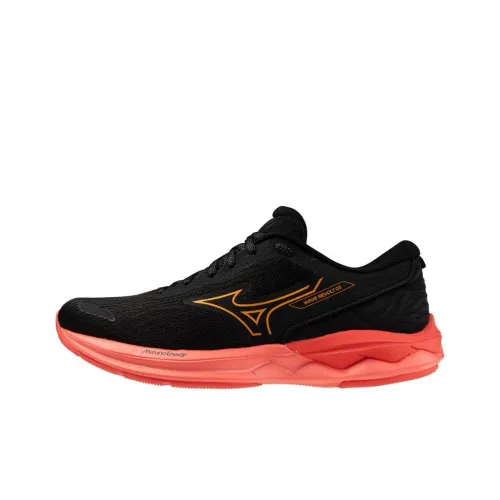 Mizuno Slip-resistant Abrasion-resistant Low Top Casual Running Shoes Women's Black Red Мицубо Противоскользящие Устойчивые к истиранию Низкие Топ Повседневные Беговые Кроссовки Женские Черный Красный