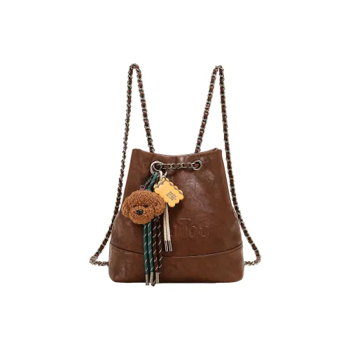 TOUTOU ПУ (полиуретан) Рюкзак Средний Женский Шоколадный Коричневый