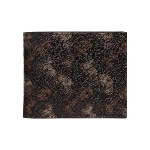 COACH Кошелек Billfold из кожи мужской темно-коричневый и белый подкладка