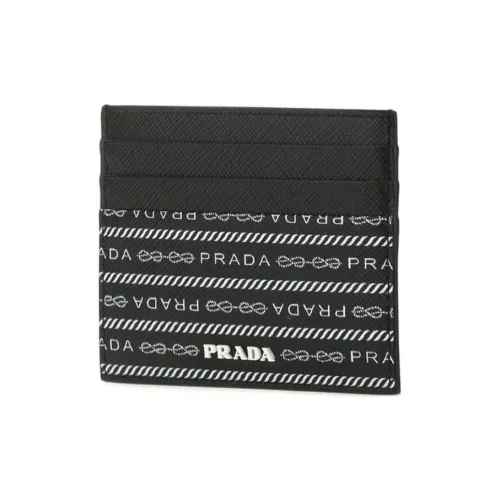 PRADA Держатель для карт из коровьей кожи Мужской Черный