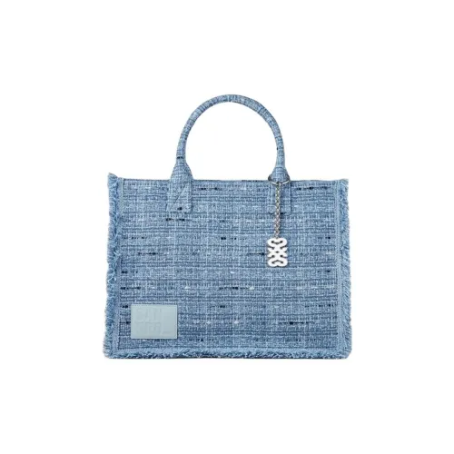 Sandro Ткань Тоут Сумка Сумка для покупок Сумка Большая Женская Синяя