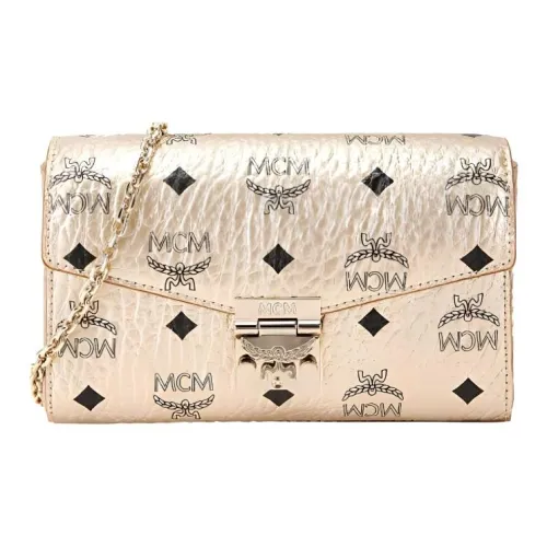 MCM Millie Visetos Кожа с Ткань Сумки через плечо Маленький Женский Золотой