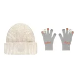 Белая кепка + серые перчатки