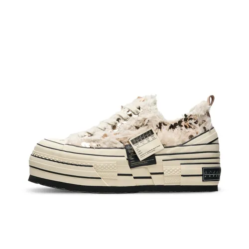 VESSEL Double Side Label Swan LADDER Low Top Canvas Shoes Unisex White Gold