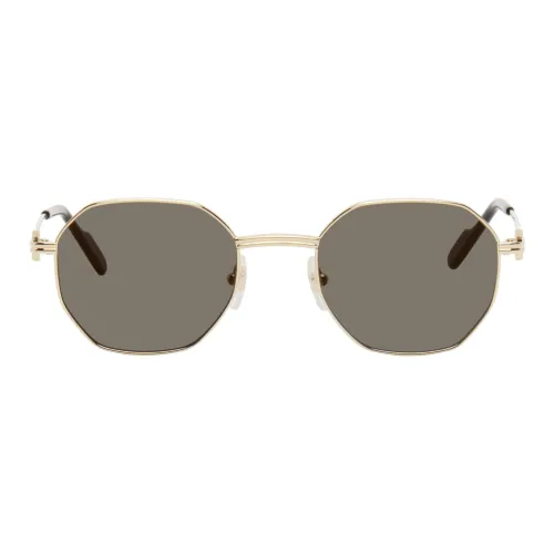 Cartier Металлический Ацетат Нерегулярной Формы Солнцезащитные Очки Мужские Золотые