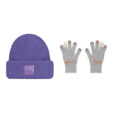 Фиолетовая шляпа + серые перчатки