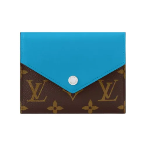 LOUIS VUITTON Victorine Покрытый холст с коровья кожа Victoria Кошелек Женские Синий и Коричневый