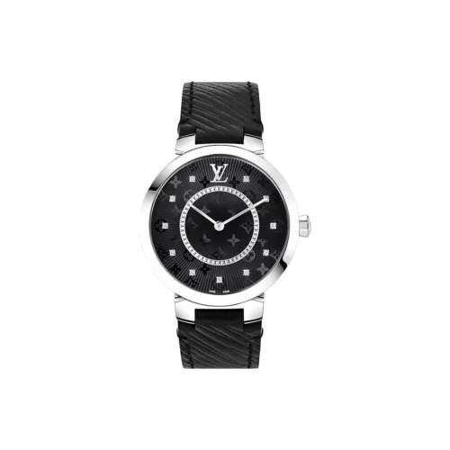 LOUIS VUITTON Tambour Slim Series Женские часы Кварцевый механизм Кожаный ремешок 39 мм Черный циферблат