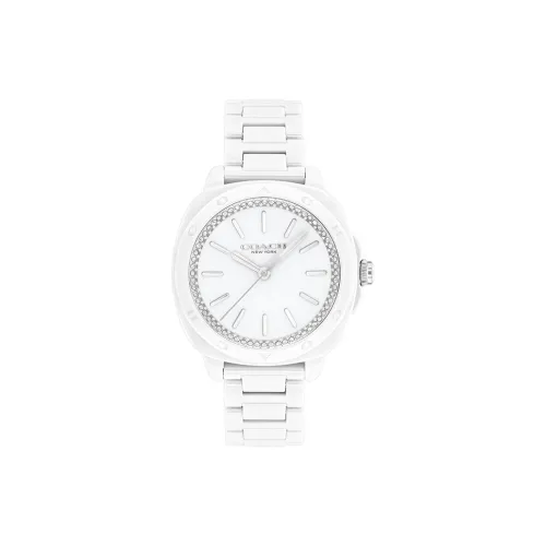 COACH Наручные часы Кварцевый механизм Керамика Ремешок 34 мм Белый циферблат Женские часы