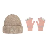 Коричневая кепка + розовая перчатка