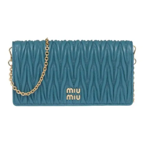 MIU MIU Matelassé Sheepskin Crossbody Чехол для телефона Женский Морской синий