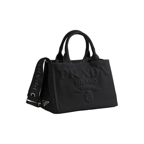 PRADA Canvas Bag Tote Bag Shopping Bag Shoulder Bag Handbag Women's Black