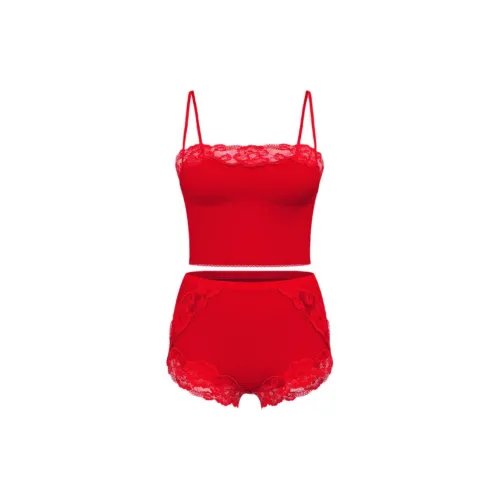 Victoria's Secret Modal Soft Кружевная отделка Straight Neck Cami Комплект Размер L Пижамный комплект Женские Красный