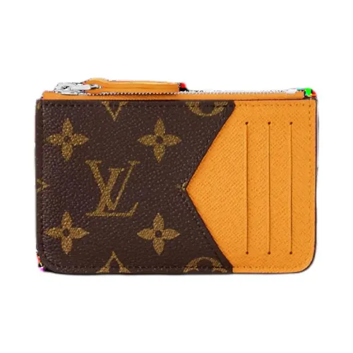 LOUIS VUITTON Romy Покрытый холст Кошелек для монет держатель для карт Мужской Сафран Желтый