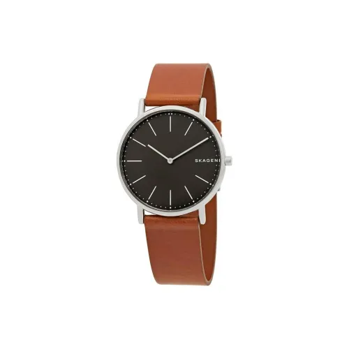 SKAGEN Наручные часы Кварцевый механизм Кожаный ремешок 40 мм Черный циферблат Мужские часы