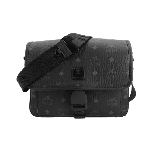 MCM Klassik Visetos Напп-Кожа Комбинированная Курьерская Сумка Сумка через плечо Маленькая Мужская Черная
