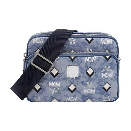 MCM Klassik Visetos Ткань Сумка через плечо Маленькая Женская Синяя