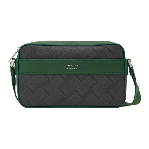 Ferragamo Полиуретан Сумка через плечо Мужская Черная Серая Лесная Зеленая