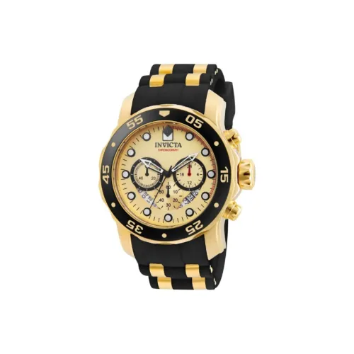 INVICTA Мужские часы Кварцевый механизм Силиконовый ремешок из нержавеющей стали 48 мм Золотой циферблат
