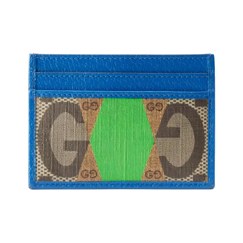 GUCCI Canvas с кожаными вставками держатель для карт женский синий коричневый зеленый