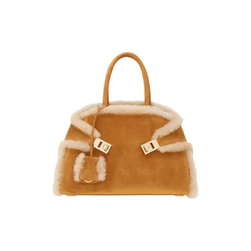 FERRAGAMO Замша Сумка Маленькая Женская Natural Nude