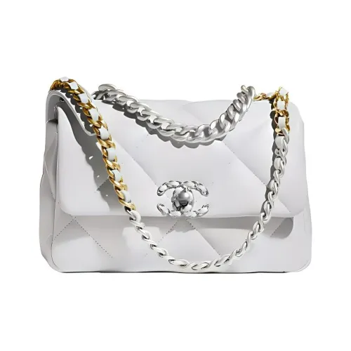 CHANEL 22c Early Spring Sheepskin Flap Bag Crossbody Bag Small Women's Cream Gray