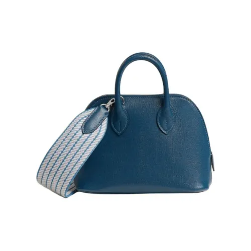 HERMES Bolide Chamkila шевро Через плечо Сумка Женские Темно-синий Небесно-голубой Белый