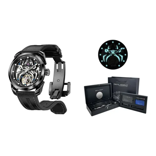 IDEAL KNIGHT Tourbillon Механические часы Мужские часы Черный циферблат