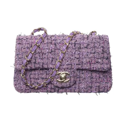 CHANEL Твидовая сумка через плечо мини женская фиолетовая