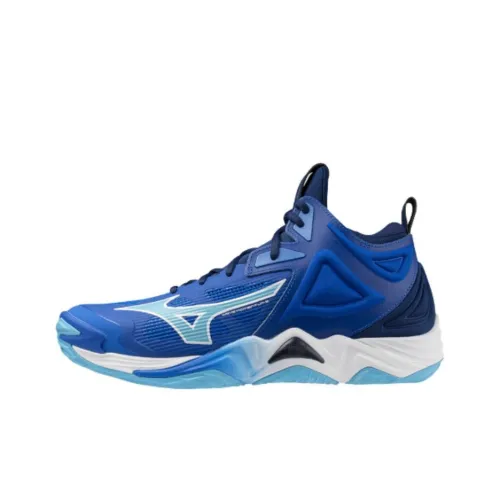 Mizuno Wave Momentum 3 противоскользящие устойчивые к истиранию MID топ тренировочные кроссовки унисекс синие