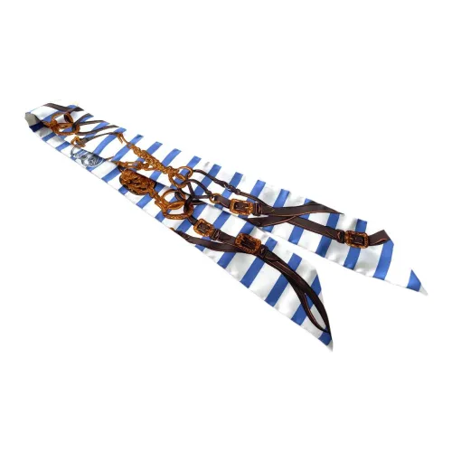 HERMES Шелковые шарфы Женские Синий Белый