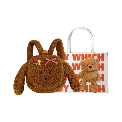 Bywhich Плюшевый Рюкзак Обычный Женский Коричневый Белый