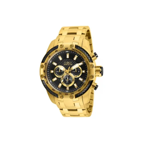 INVICTA Мужские часы Кварцевый механизм Ремешок из нержавеющей стали 50 мм Черный циферблат