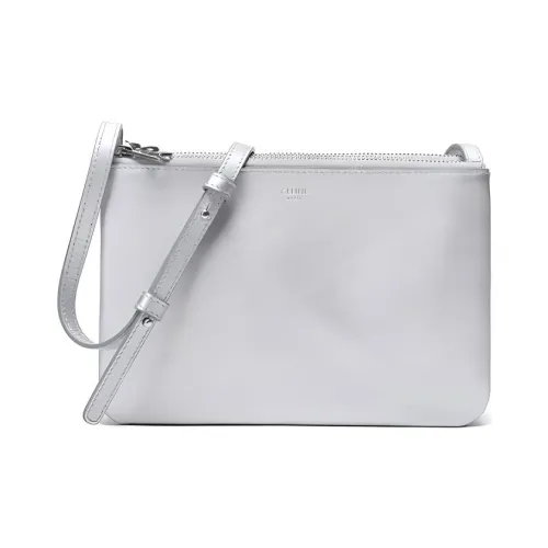 CELINE Trio Телячья кожа Сумка через плечо Женская серебряная Белая