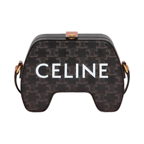 CELINE TriompheCANVAS Овчина с коровьей кожей Gamepad Сумка Сумки через плечо Сумка на плечо Женская Рыжевато-коричневый