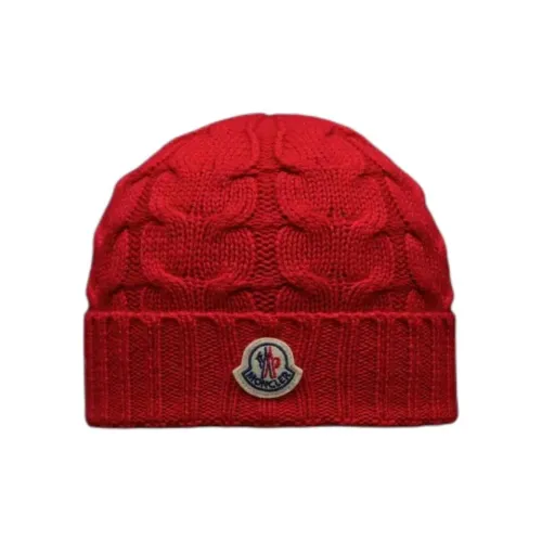 Moncler Шерсть Трикотажная ткань Пряжа Шапки-бини Унисекс Красный