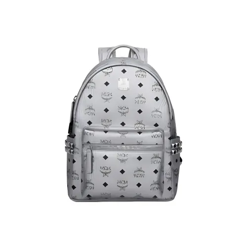 MCM Stark Visetos Кожа Рюкзак Маленький Унисекс Серебристо-серый Монограмма