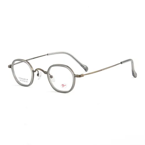 PSACSS Чистый титан Нерегулярная форма Оправы для очков Унисекс Прозрачно-серый Черный