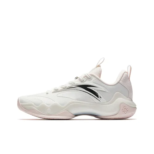 ANTA Shock Wave 4 Баскетбольные кроссовки Низкий топ Белый Розовый Мужской