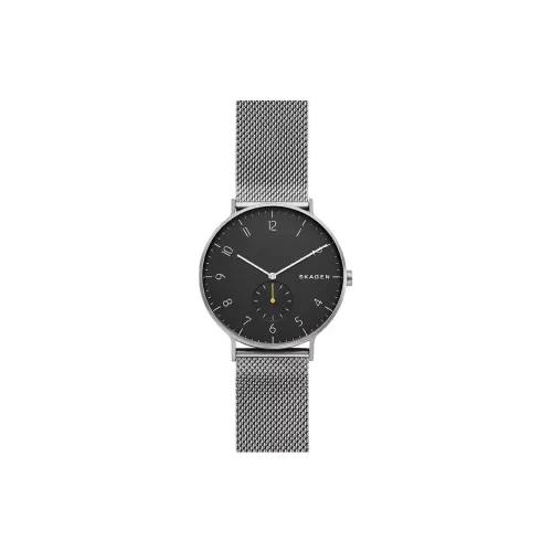 SKAGEN Aaren Collection Мужские часы Кварцевый механизм Ремешок из нержавеющей стали 40 мм Черный циферблат