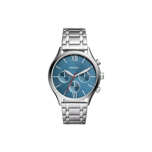 FOSSIL Fenmore Collection Мужские часы Кварцевый механизм Ремешок из нержавеющей стали 44 мм Синий циферблат