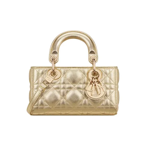 DIOR LADY D Joy Корова Кожа Сумка через плечо Сумка Extra Mini Женская Gold