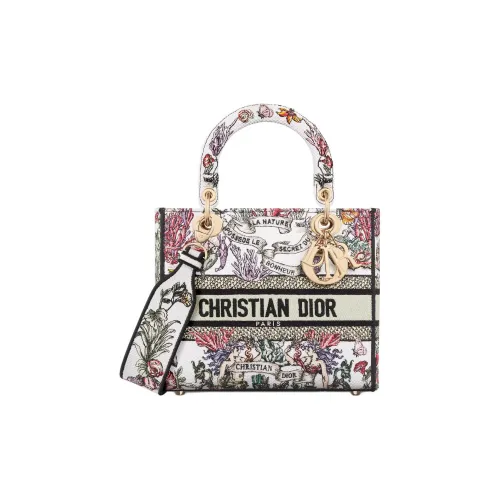 DIOR LADY D Лайт Хлопок с Коровьей Кожей Сумка Lady Dior Сумка через плечо Сумка среднего размера Женская