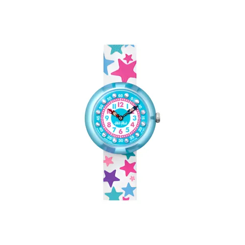 Swatch Quartz Механизм Детские часы 31,85*30,6*9,25 мм Синий циферблат Пластиковый корпус Часы Тканевый ремешок