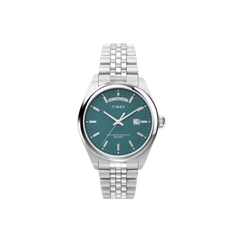 TIMEX Мужские часы Кварцевый механизм Ремешок из нержавеющей стали 41 мм Зеленый циферблат