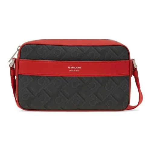 FERRAGAMO Ткань Телячья Кожа Сумка через плечо Мужская Алый Пыльно-Серый